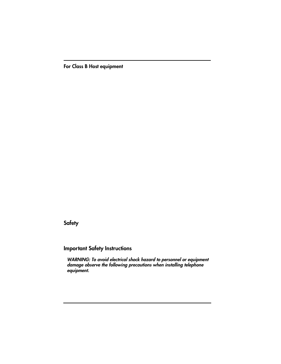 For class b host equipment, Safety important safety instructions | Nortel T7406 User Manual | Page 52 / 56