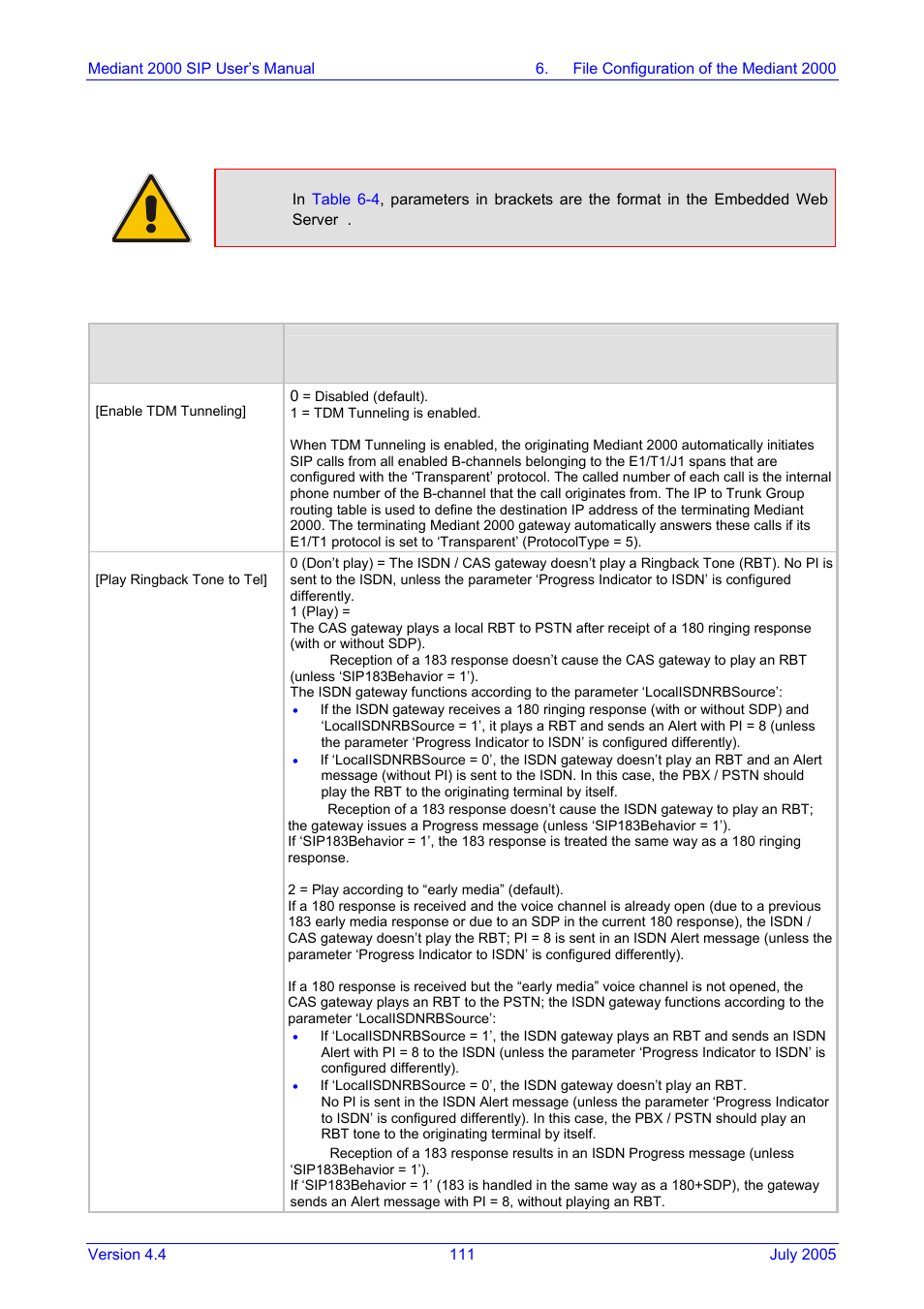 Isdn and cas interworking-related parameters, Table, 9 isdn and cas interworking-related parameters | Nortel Networks Mediant TP-1610 SIP User Manual | Page 111 / 280