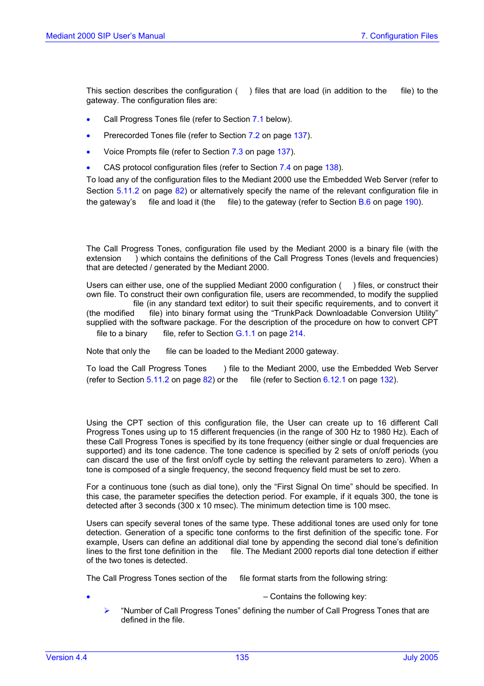 Configuration files, Configuring the call progress tones, For additi | 7 configuration files, 1 configuring the call progress tones | Nortel Networks Mediant TP-1610 SIP User Manual | Page 135 / 280