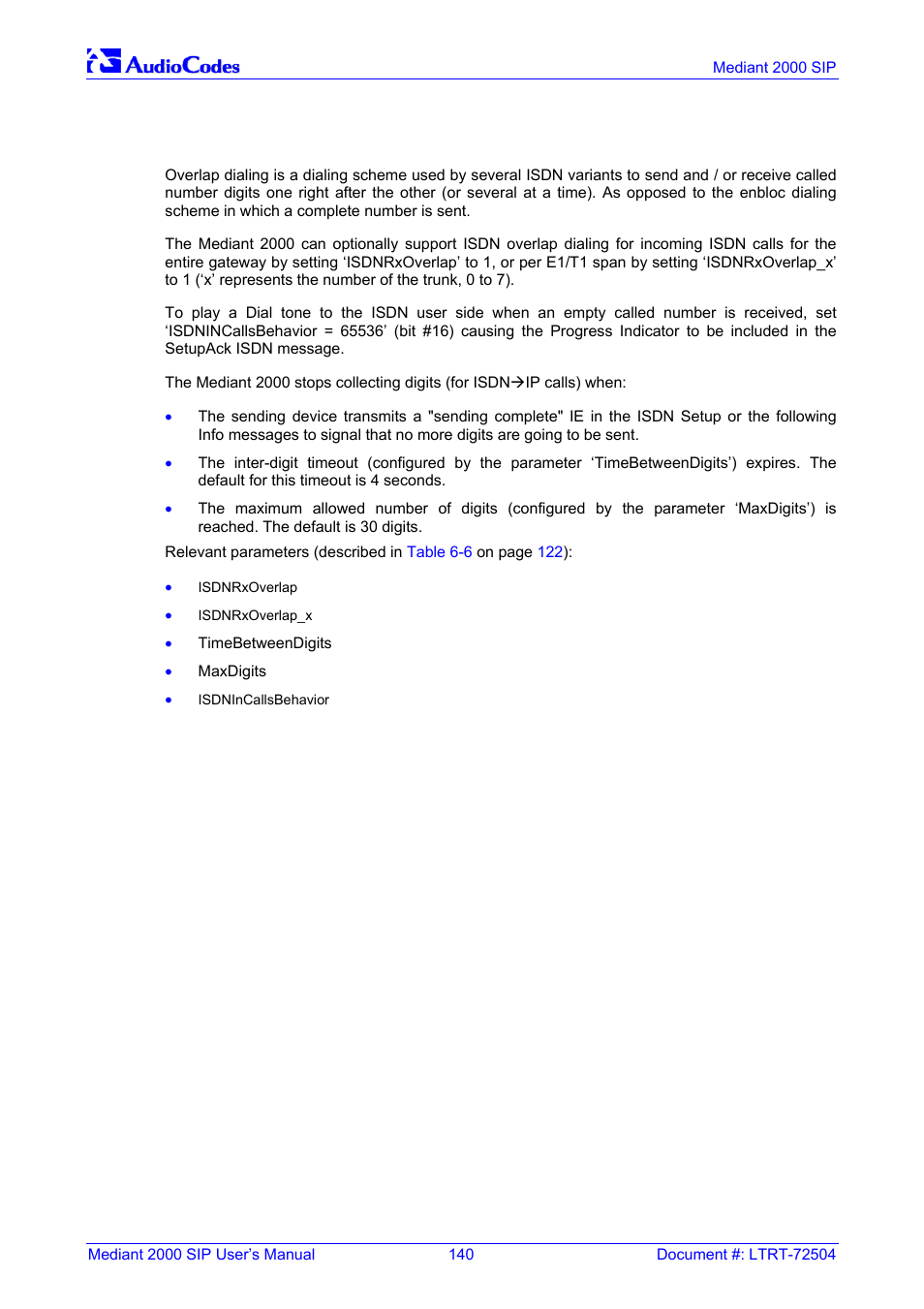 Isdn overlap dialing, On pa, 3 isdn overlap dialing | Nortel Networks Mediant TP-1610 SIP User Manual | Page 140 / 280