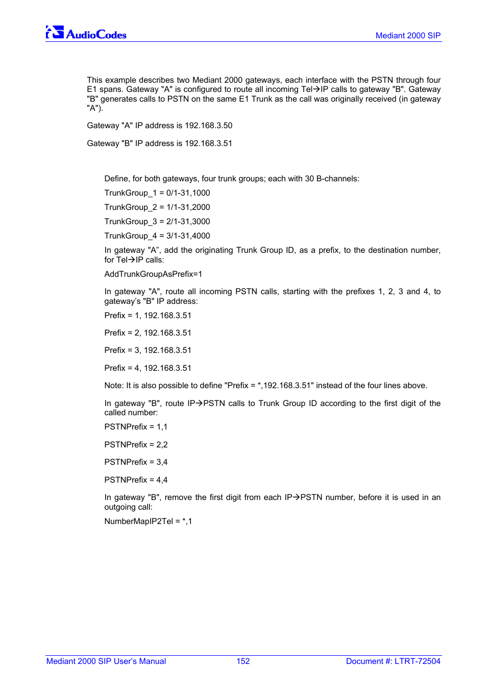 Trunk to trunk routing example, 10 trunk to trunk routing example | Nortel Networks Mediant TP-1610 SIP User Manual | Page 152 / 280