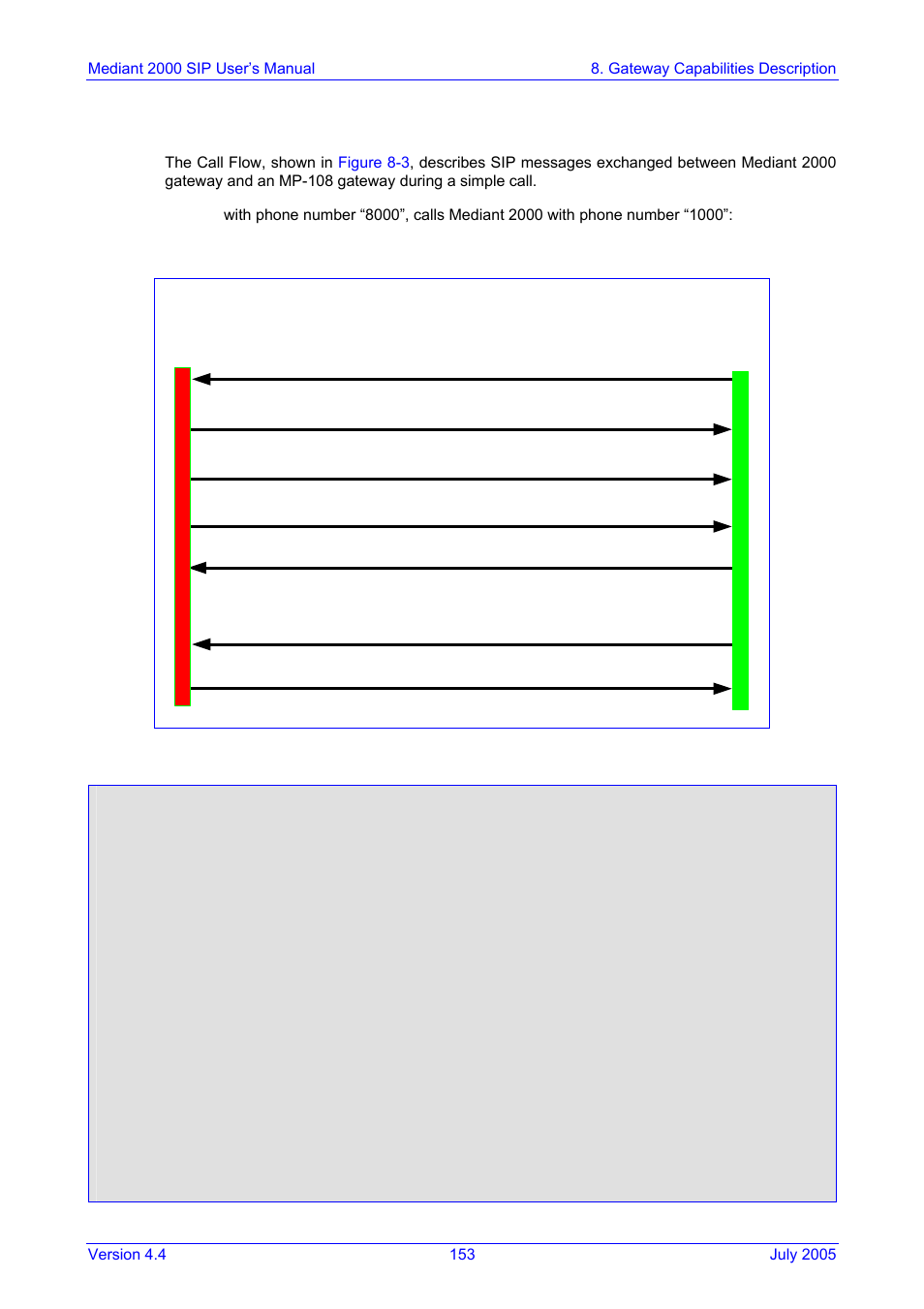 Sip call flow example, Figure 8-3: sip call flow example, 11 sip call flow example | Nortel Networks Mediant TP-1610 SIP User Manual | Page 153 / 280