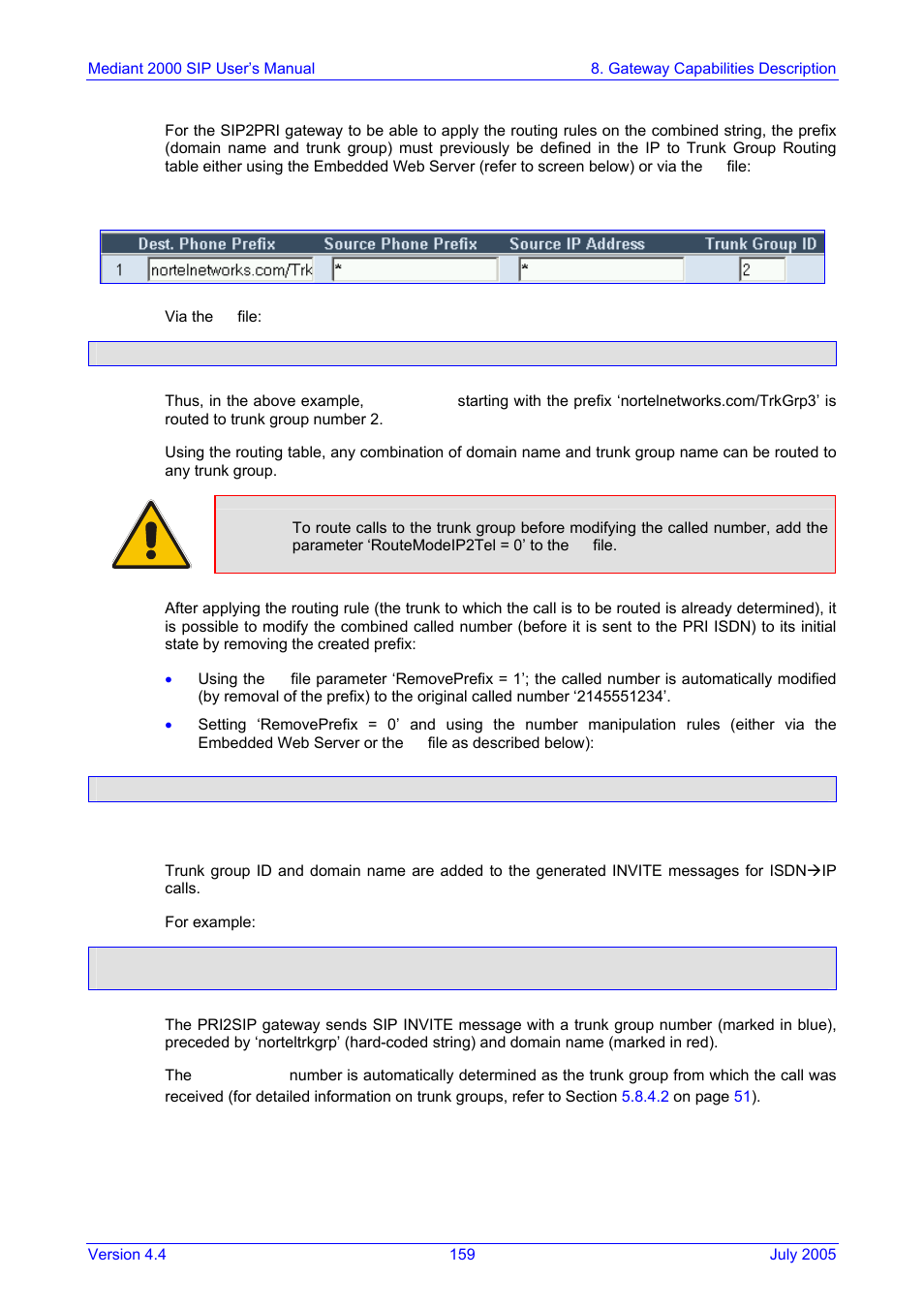 Pri to sip calls, Figure 5-2: ip to trunk group routing table | Nortel Networks Mediant TP-1610 SIP User Manual | Page 159 / 280