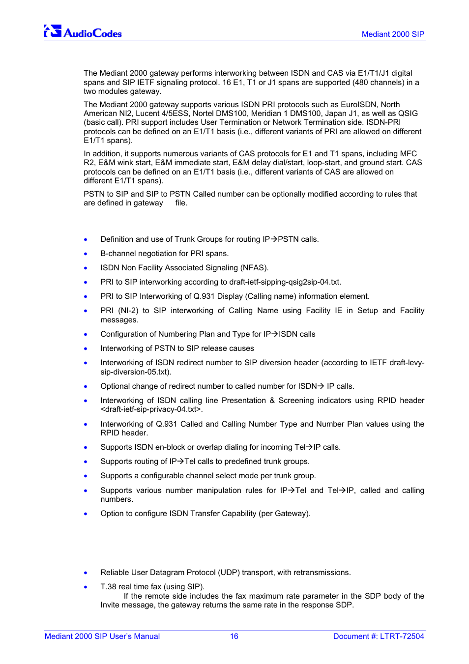 Pstn-to-sip interworking, Supported interworking features, Supported sip features | 3 pstn-to-sip interworking, 4 supported sip features | Nortel Networks Mediant TP-1610 SIP User Manual | Page 16 / 280