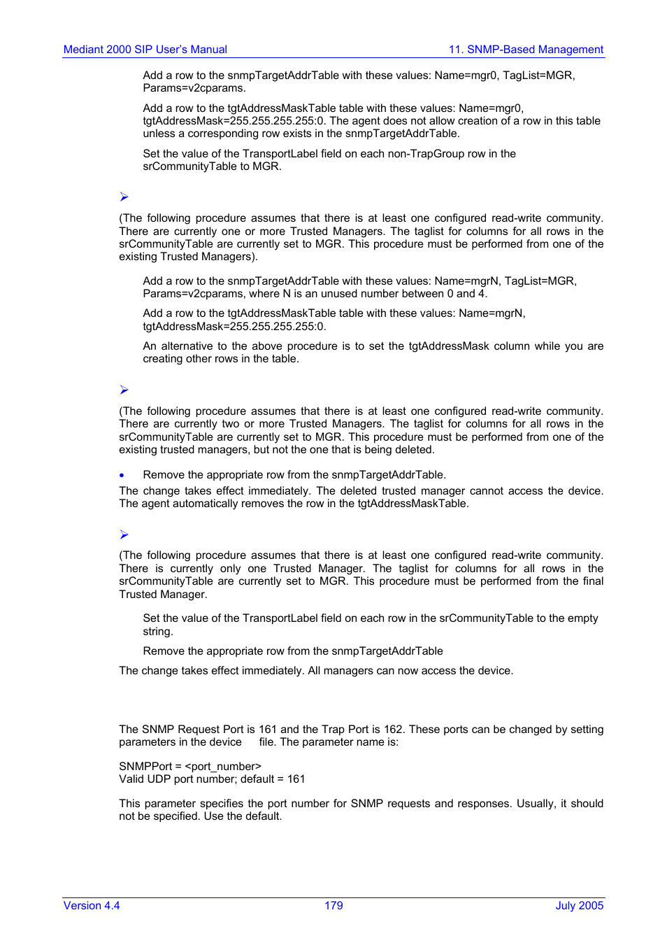 Snmp ports, 3 snmp ports | Nortel Networks Mediant TP-1610 SIP User Manual | Page 179 / 280