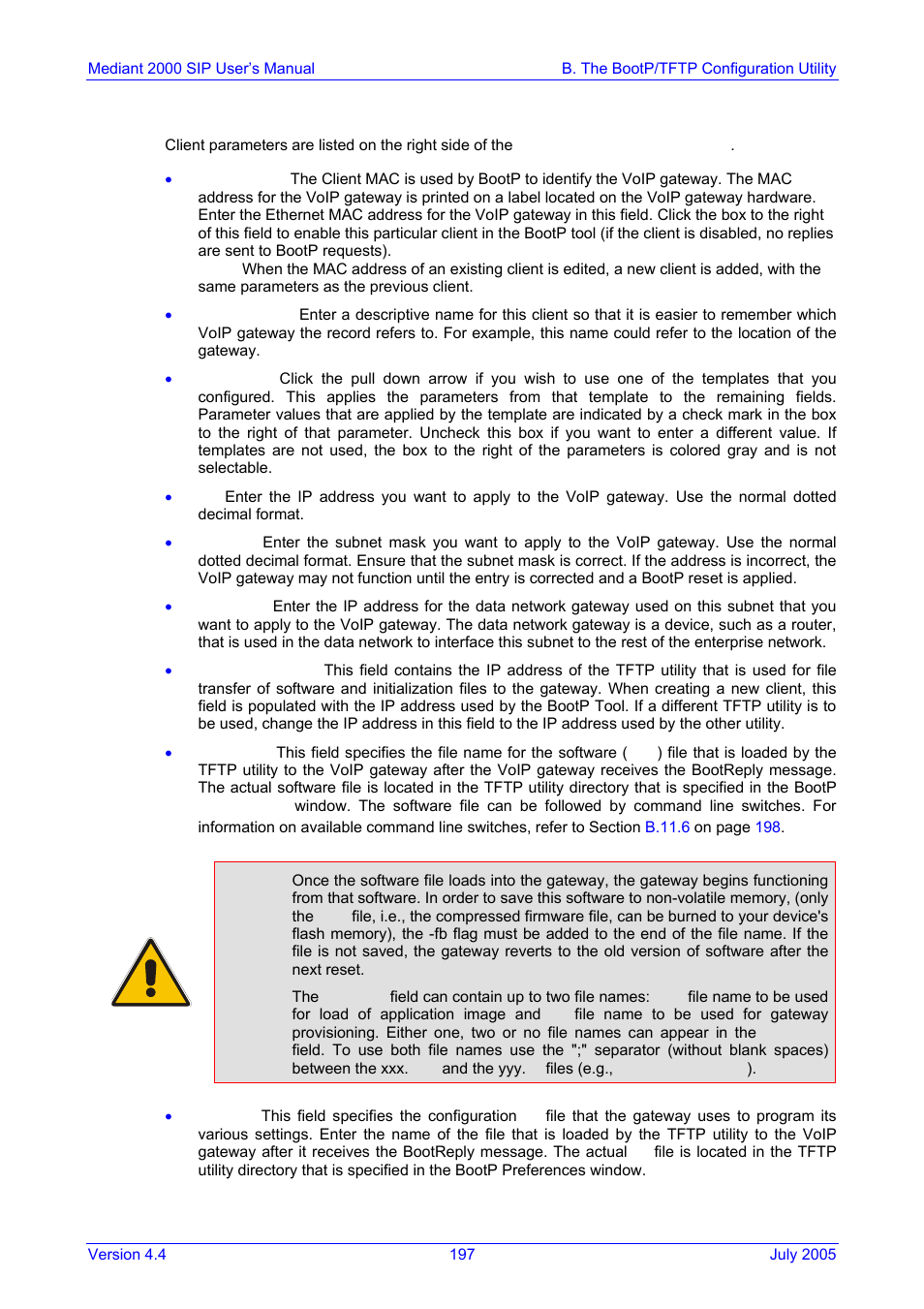 Setting client parameters, B.11.5, On pag | B.11.5 setting client parameters | Nortel Networks Mediant TP-1610 SIP User Manual | Page 197 / 280