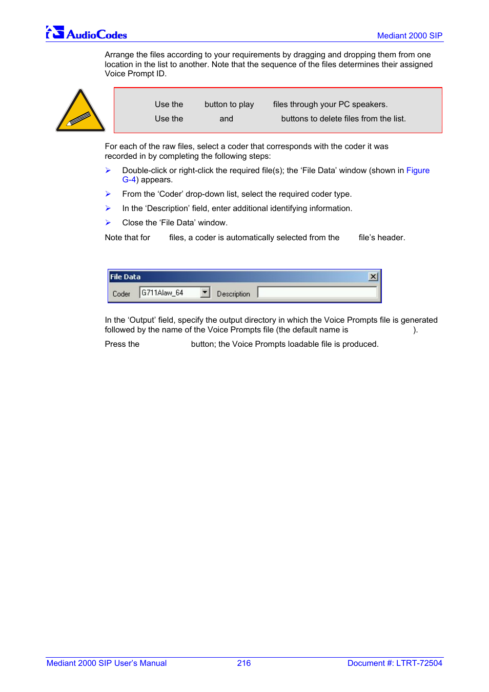 Figure g-4: file data window | Nortel Networks Mediant TP-1610 SIP User Manual | Page 216 / 280