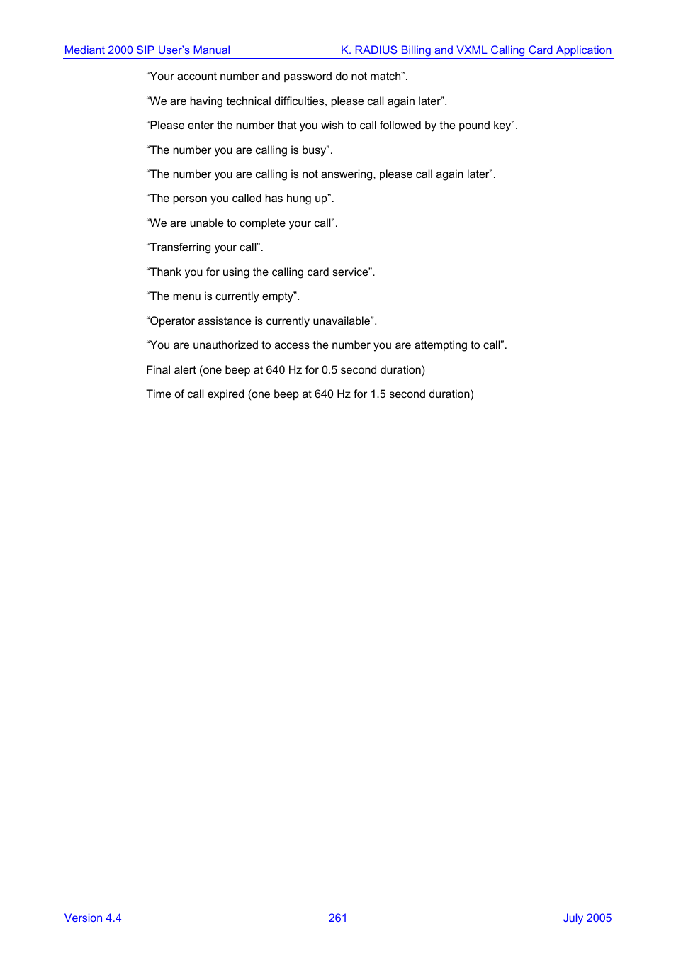 Nortel Networks Mediant TP-1610 SIP User Manual | Page 261 / 280