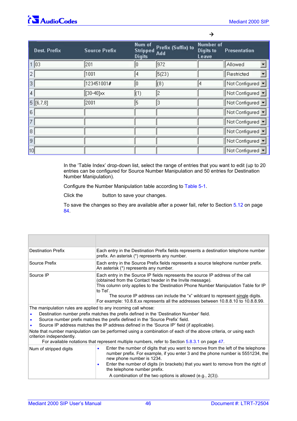 Table 5-1: number manipulation parameters, Figure | Nortel Networks Mediant TP-1610 SIP User Manual | Page 46 / 280