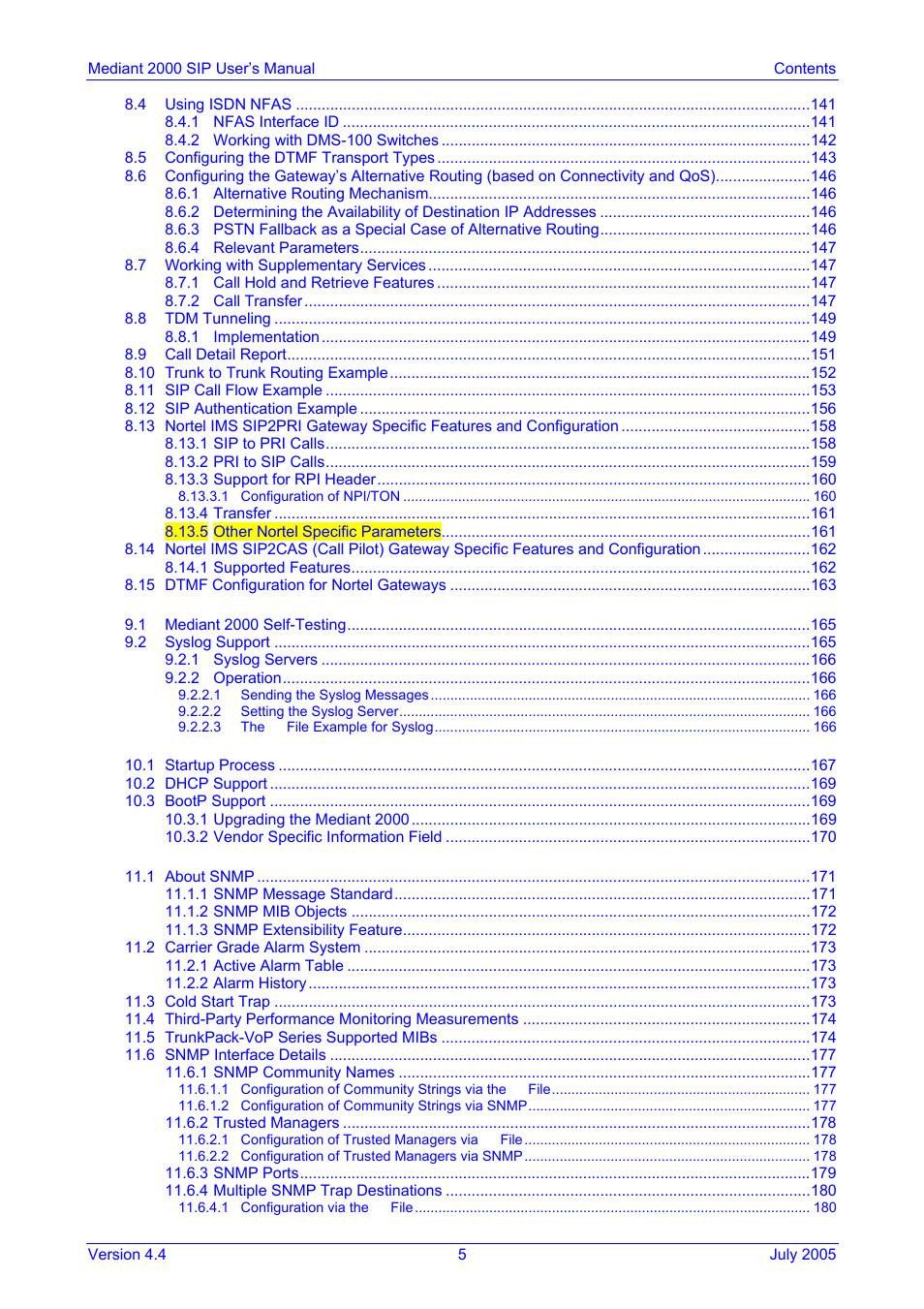 Nortel Networks Mediant TP-1610 SIP User Manual | Page 5 / 280