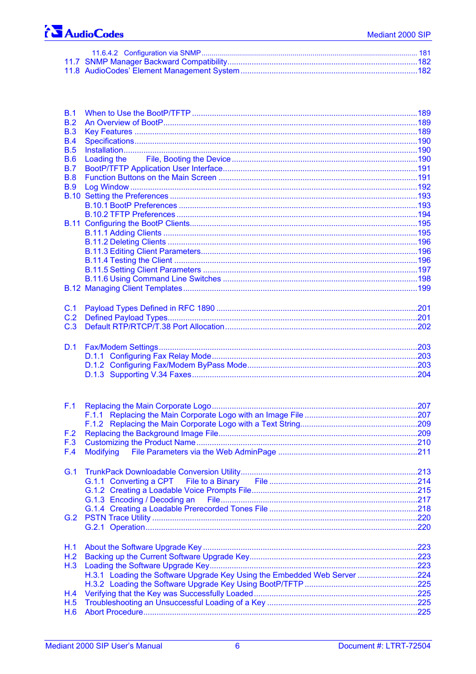 Nortel Networks Mediant TP-1610 SIP User Manual | Page 6 / 280