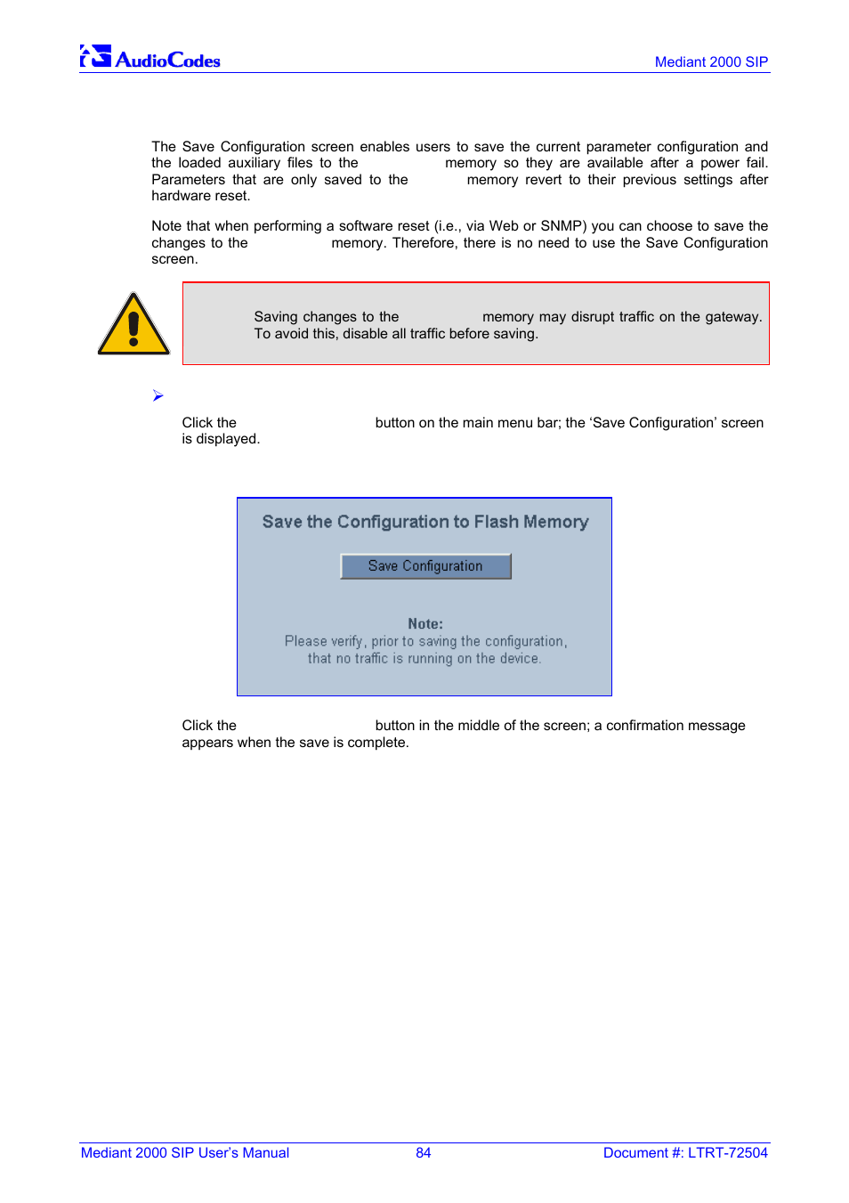 Save configuration, Figure 5-37: save configuration screen, On pag | 12 save configuration | Nortel Networks Mediant TP-1610 SIP User Manual | Page 84 / 280