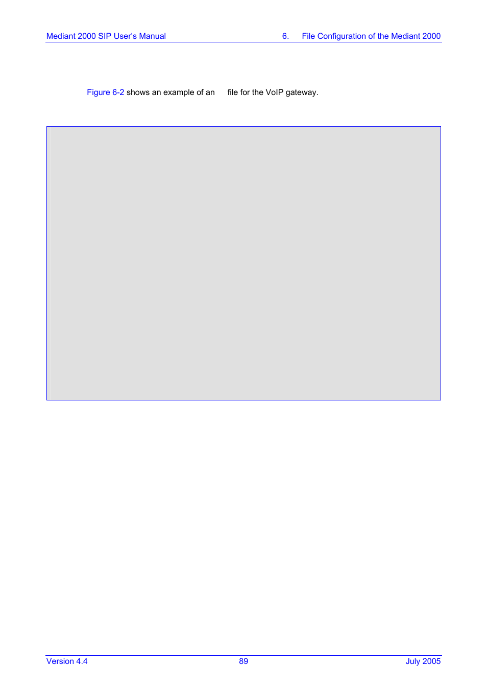 The ini file example, Figure 6-2: sip ini file example, 5 the ini file example | Nortel Networks Mediant TP-1610 SIP User Manual | Page 89 / 280