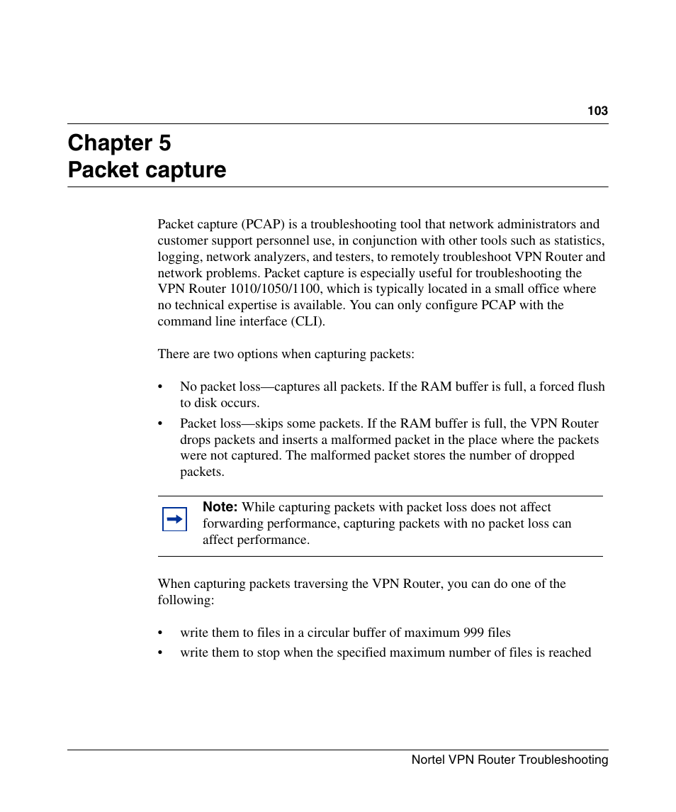 Chapter 5: packet capture, Chapter 5 packet capture | Nortel Networks NN46110-602 User Manual | Page 103 / 230