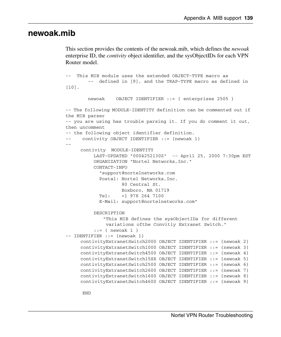 Newoak.mib | Nortel Networks NN46110-602 User Manual | Page 139 / 230