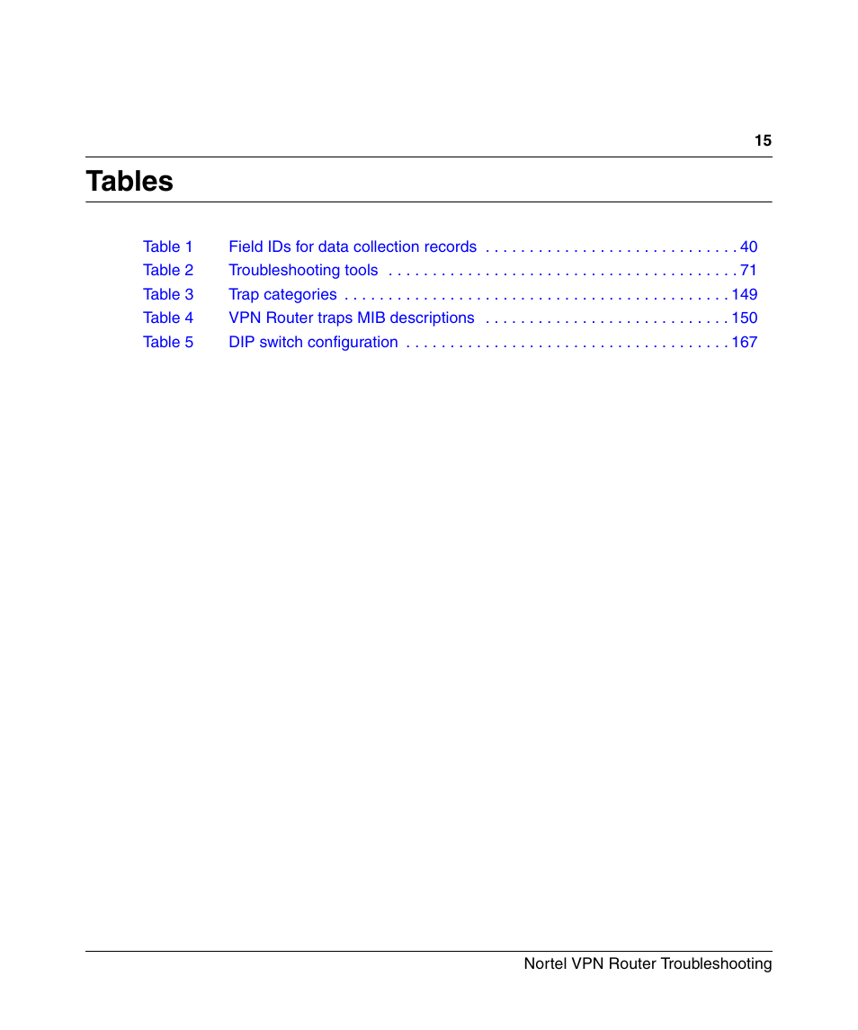 Tables | Nortel Networks NN46110-602 User Manual | Page 15 / 230