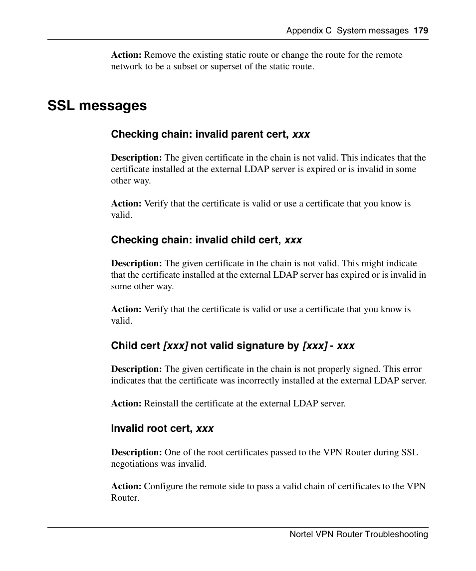 Ssl messages | Nortel Networks NN46110-602 User Manual | Page 179 / 230