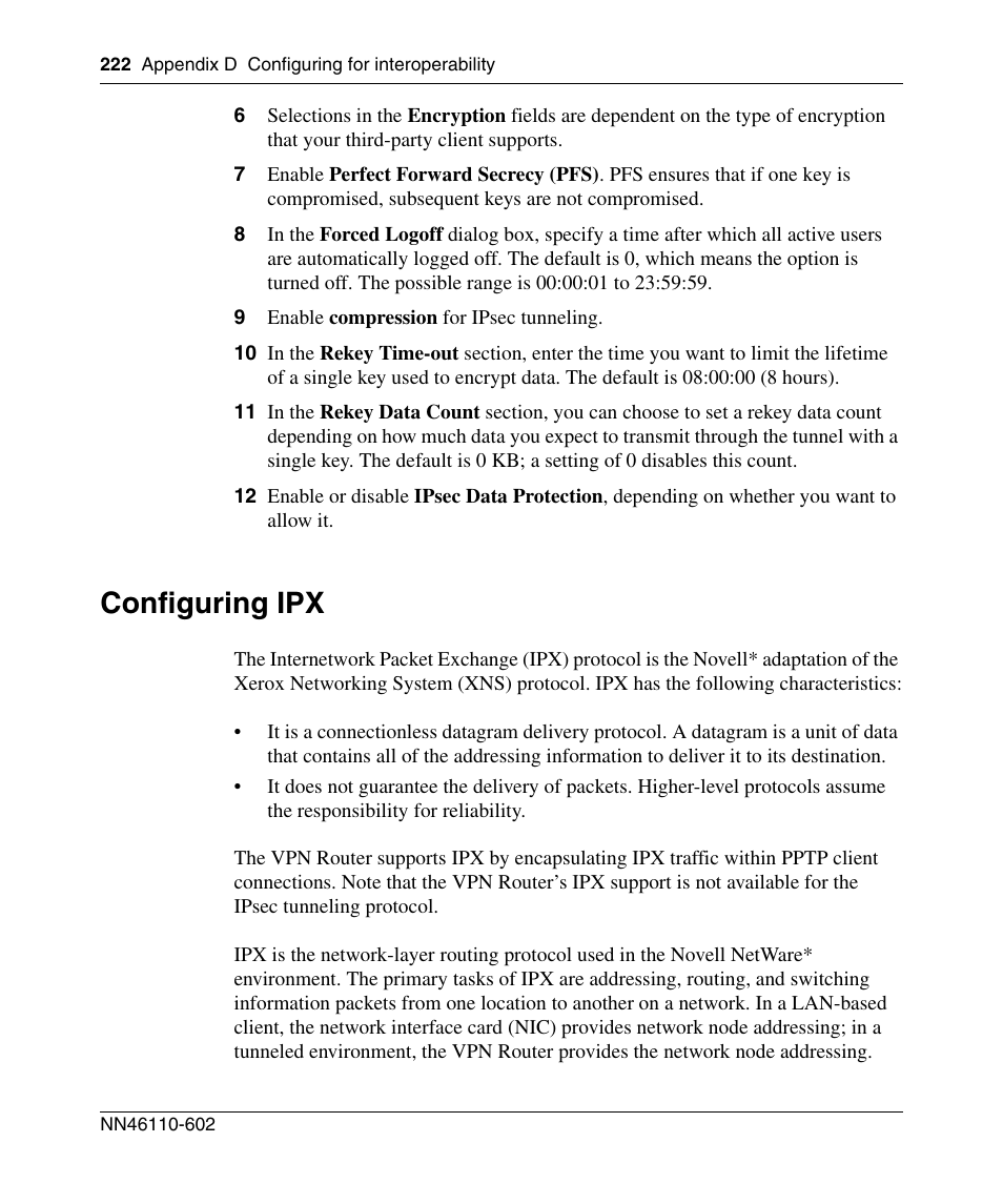 Configuring ipx | Nortel Networks NN46110-602 User Manual | Page 222 / 230