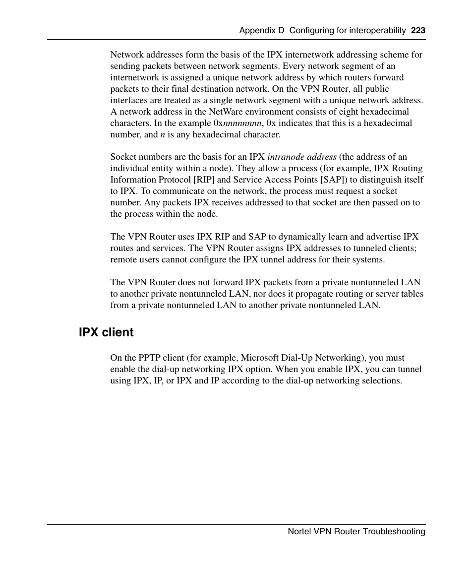 Ipx client | Nortel Networks NN46110-602 User Manual | Page 223 / 230