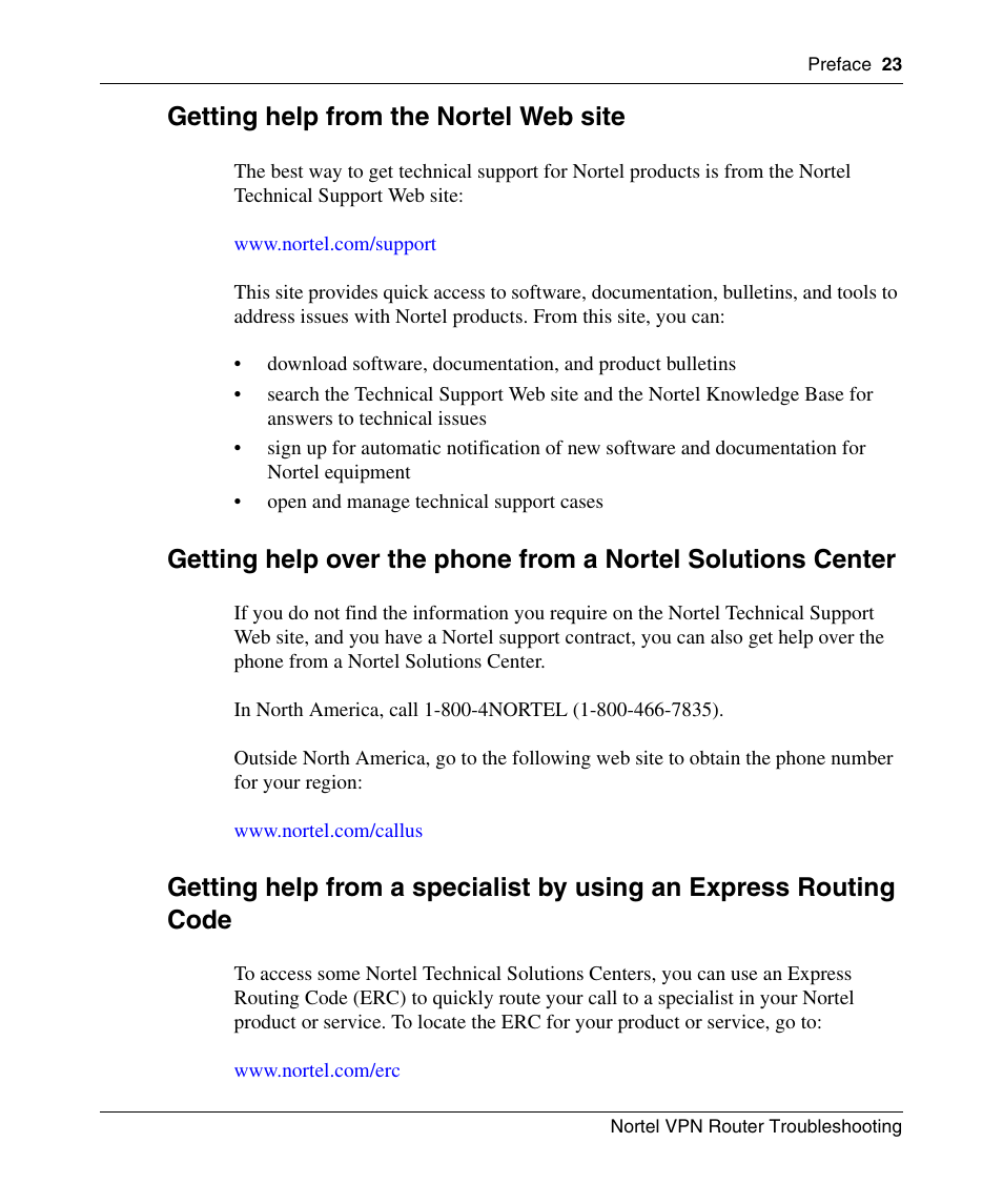 Getting help from the nortel web site | Nortel Networks NN46110-602 User Manual | Page 23 / 230