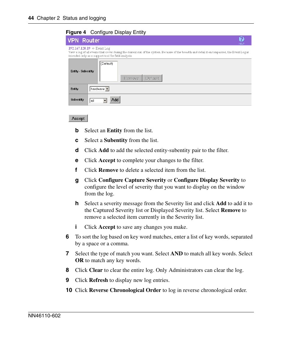 Figure 4, Configure display entity | Nortel Networks NN46110-602 User Manual | Page 44 / 230