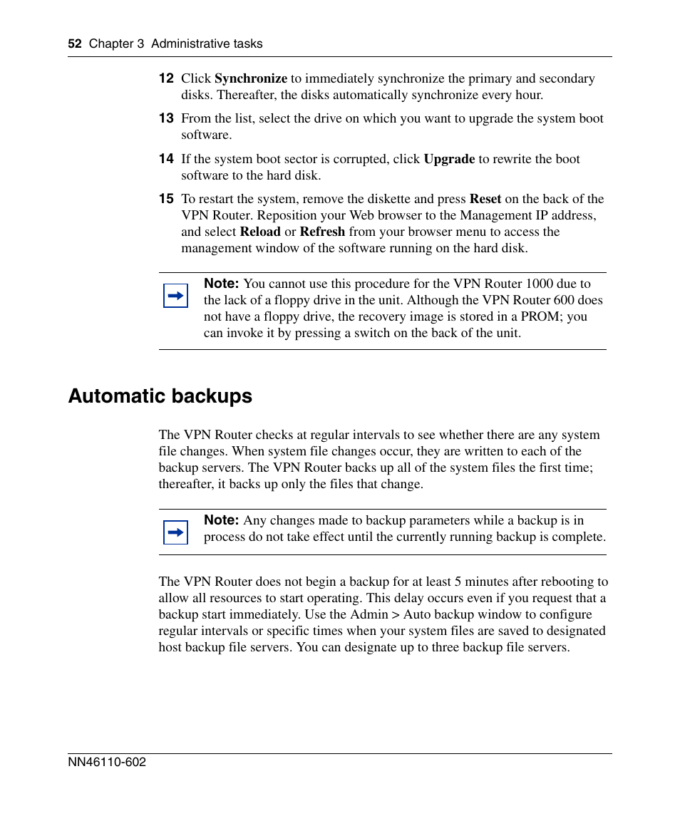 Automatic backups, Automatic backups” on | Nortel Networks NN46110-602 User Manual | Page 52 / 230