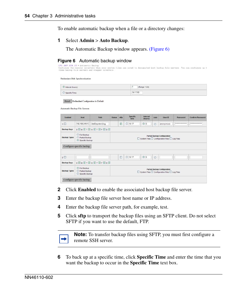 Figure 6, Automatic backup window | Nortel Networks NN46110-602 User Manual | Page 54 / 230