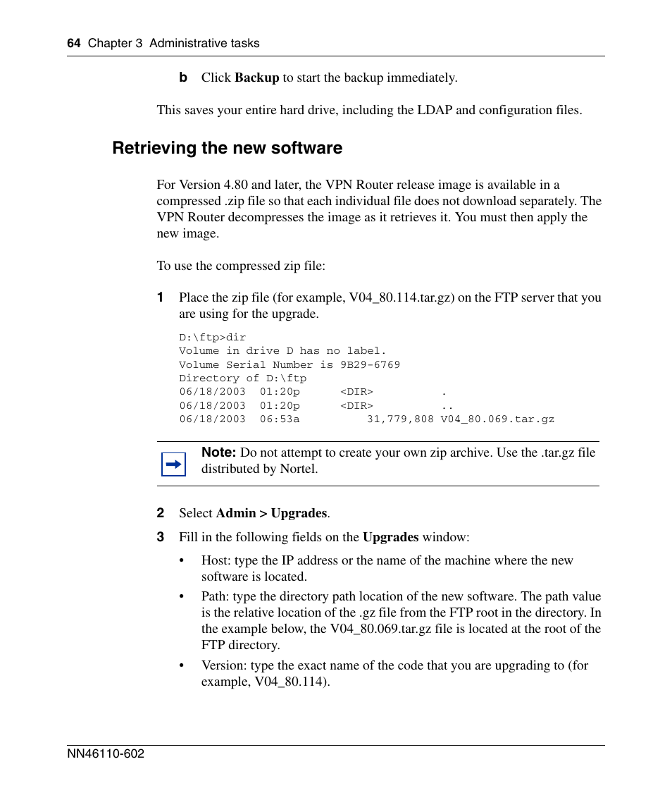 Retrieving the new software | Nortel Networks NN46110-602 User Manual | Page 64 / 230