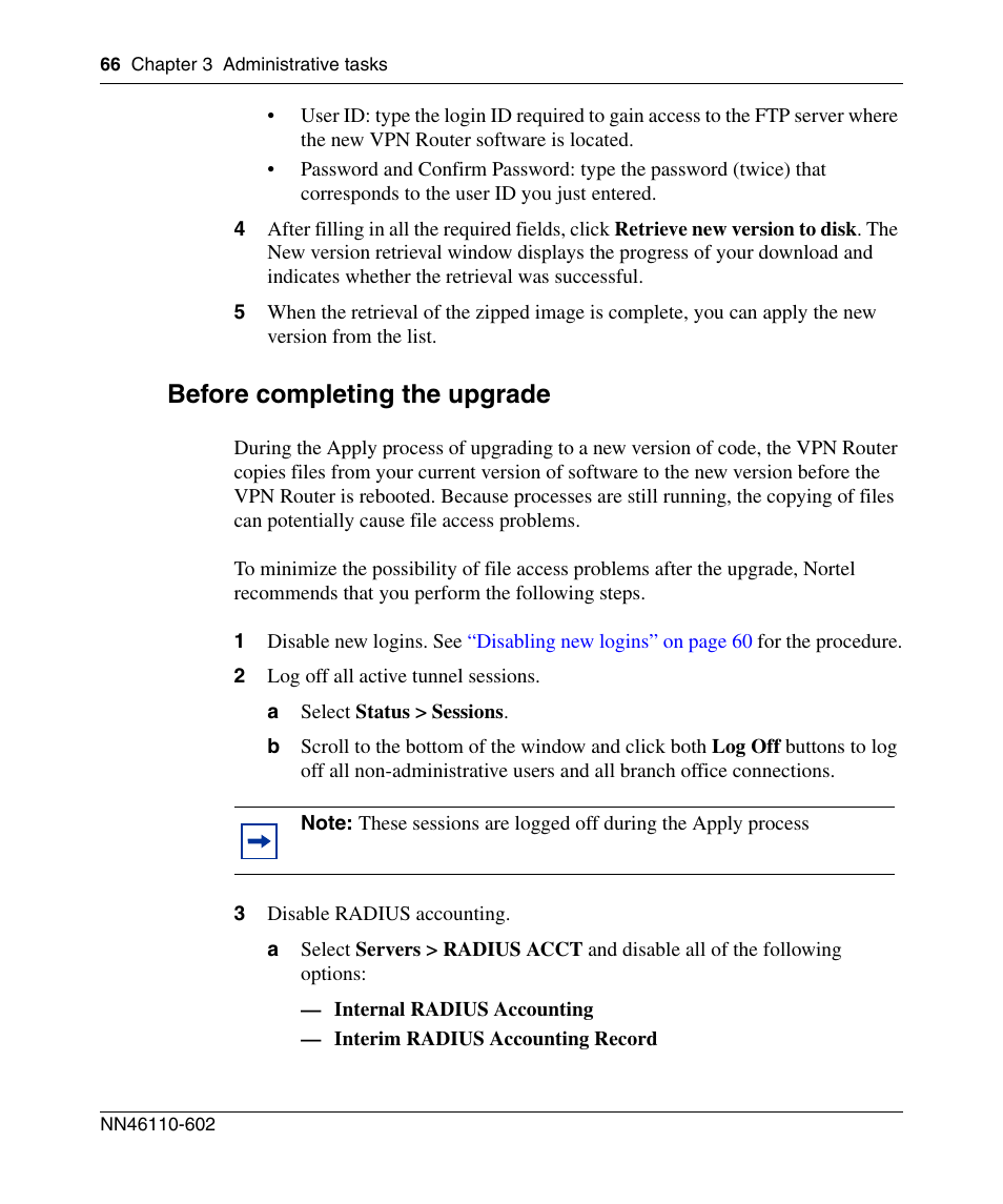 Before completing the upgrade | Nortel Networks NN46110-602 User Manual | Page 66 / 230