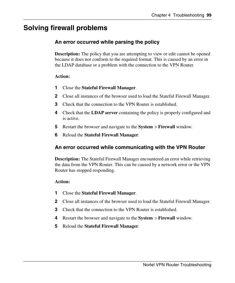 Solving firewall problems | Nortel Networks NN46110-602 User Manual | Page 99 / 230