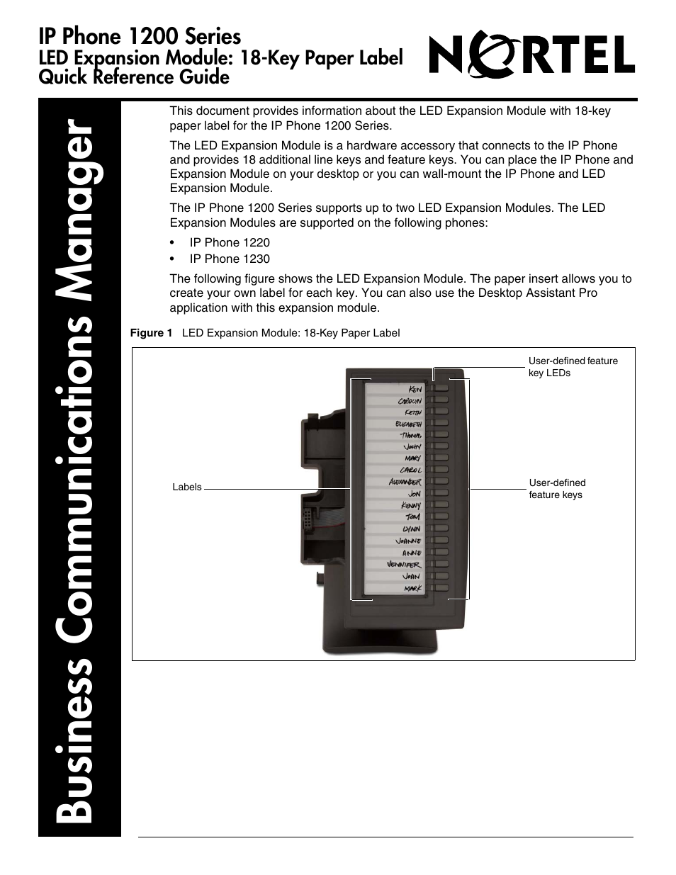 Nortel Networks 1200 Series User Manual | 2 pages