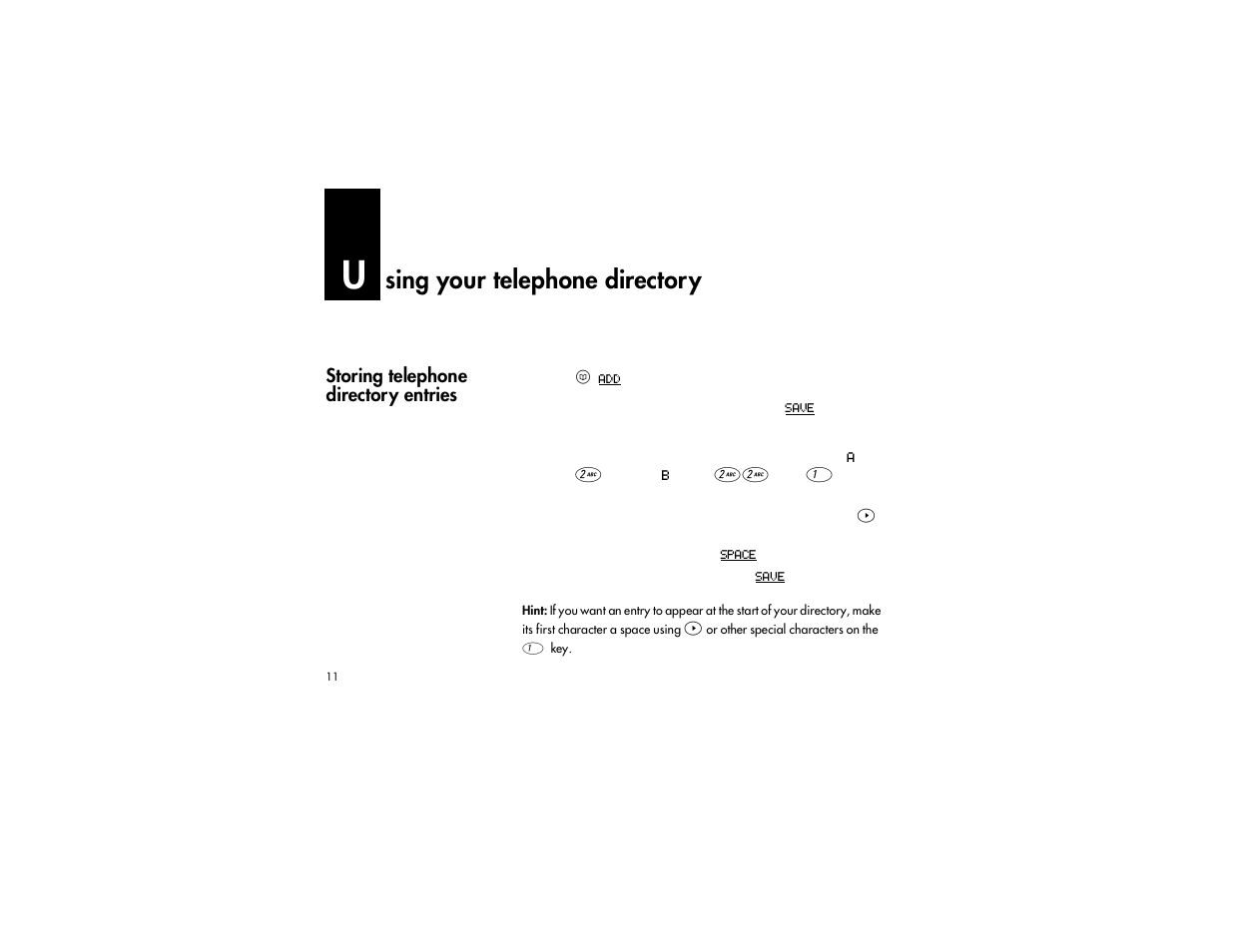 Using your telephone directory, Sing your telephone directory | Nortel Networks C3060 User Manual | Page 11 / 64