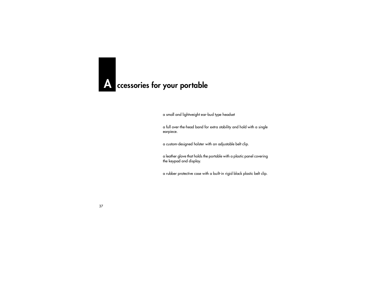 Accessories for your portable, Ccessories for your portable | Nortel Networks C3060 User Manual | Page 37 / 64
