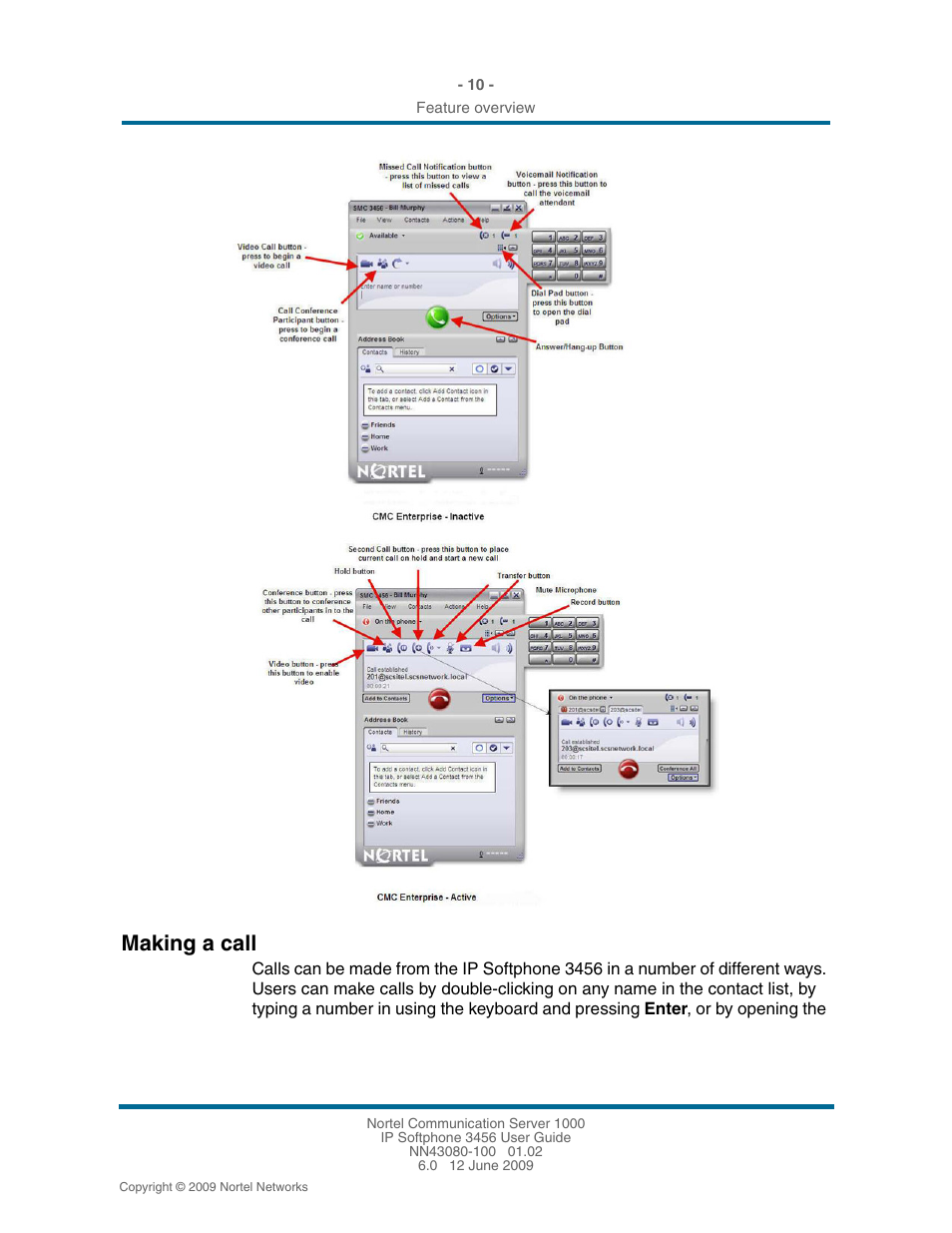 Making a call, Making a call 10 | Nortel Networks 3456 User Manual | Page 10 / 42