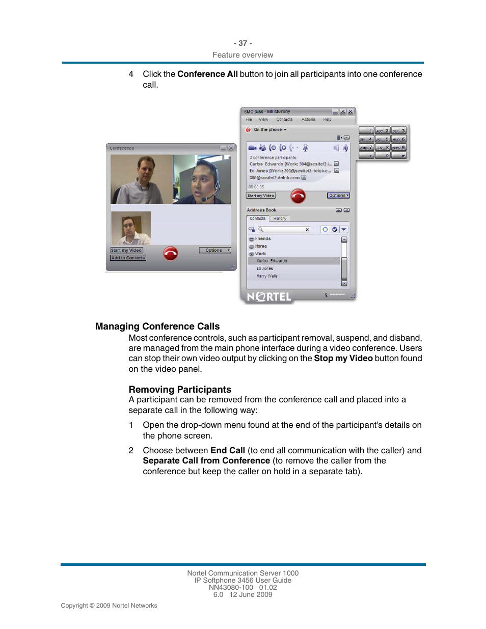 Managing conference calls, Managing conference calls 37 | Nortel Networks 3456 User Manual | Page 37 / 42