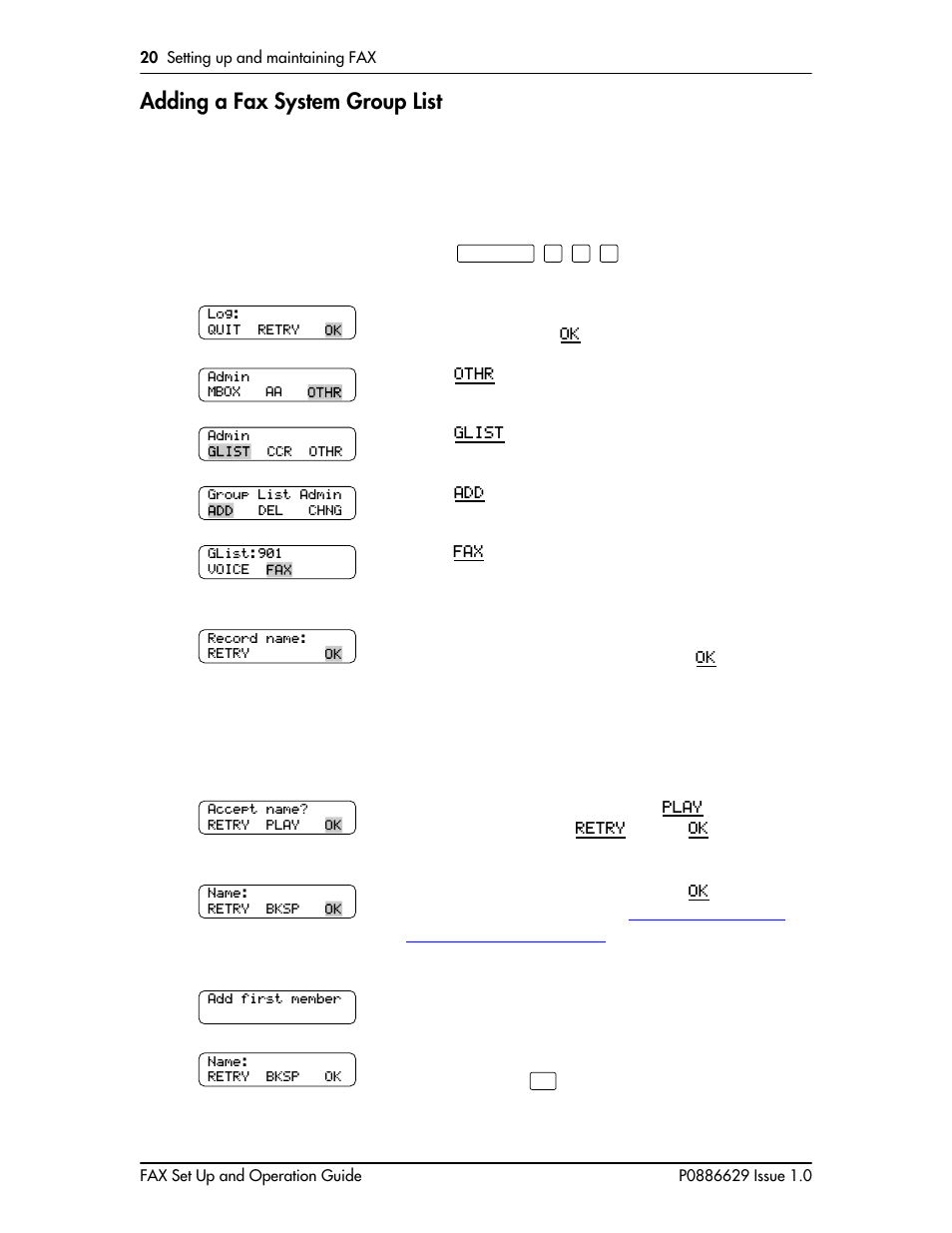 Adding a fax system group list, Adding a fax system group list 20 | Nortel Networks NORSTAR VOICE MAIL 4.0 FAX P0886629 User Manual | Page 23 / 81