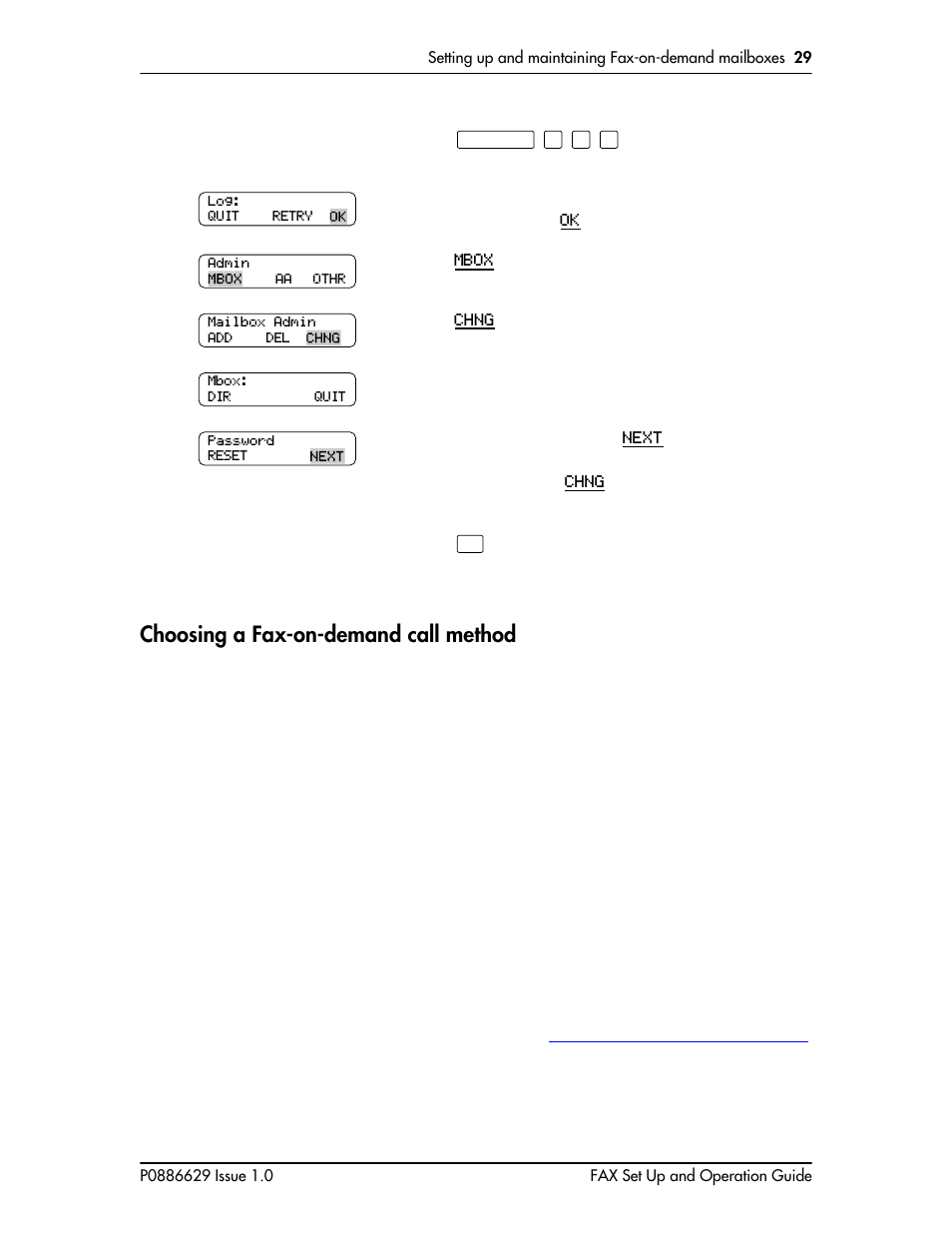 Choosing a fax-on-demand call method, Choosing a fax-on-demand call method 29 | Nortel Networks NORSTAR VOICE MAIL 4.0 FAX P0886629 User Manual | Page 31 / 81