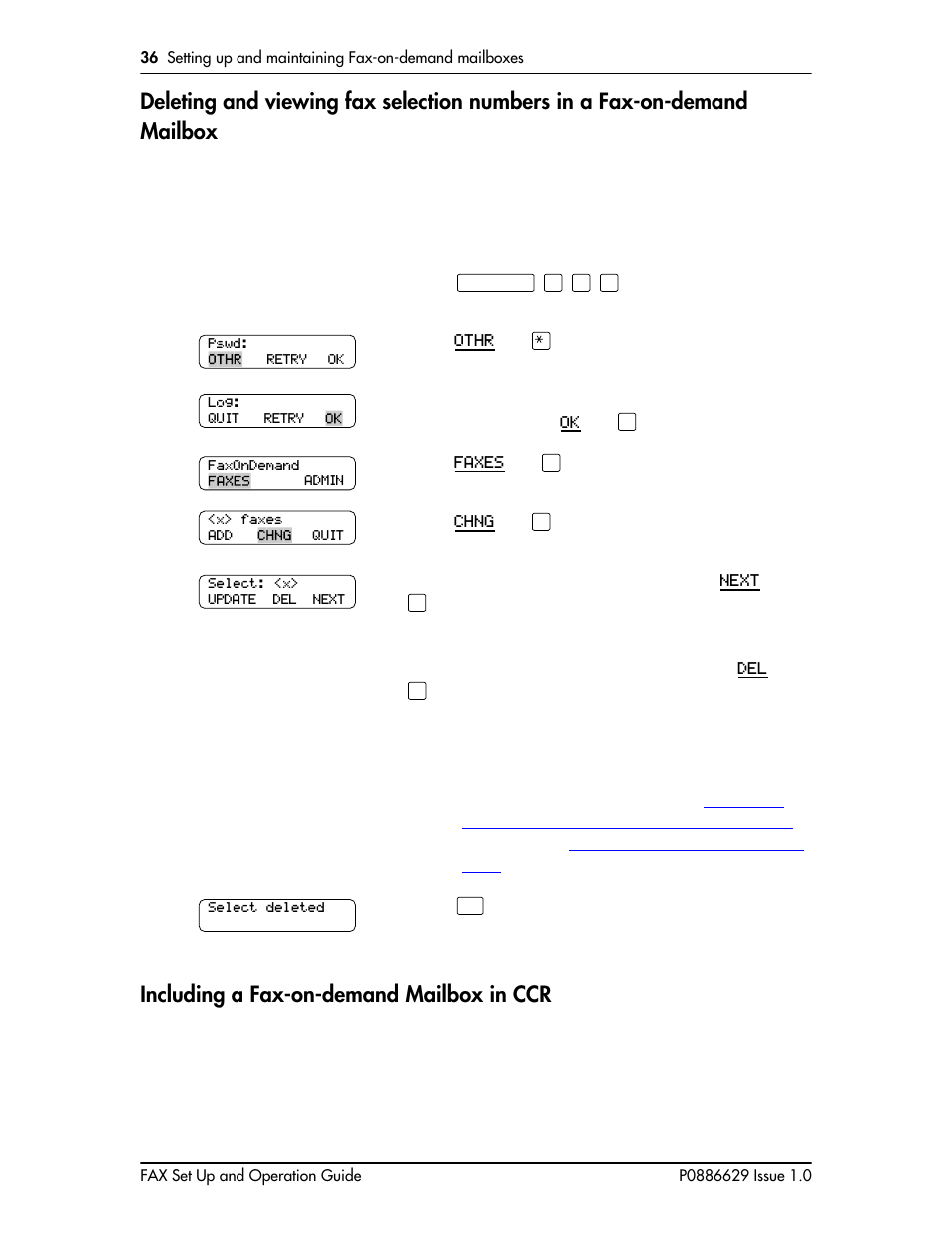 Including a fax-on-demand mailbox in ccr, Mailbox 36, Including a fax-on-demand mailbox in ccr 36 | Nortel Networks NORSTAR VOICE MAIL 4.0 FAX P0886629 User Manual | Page 38 / 81