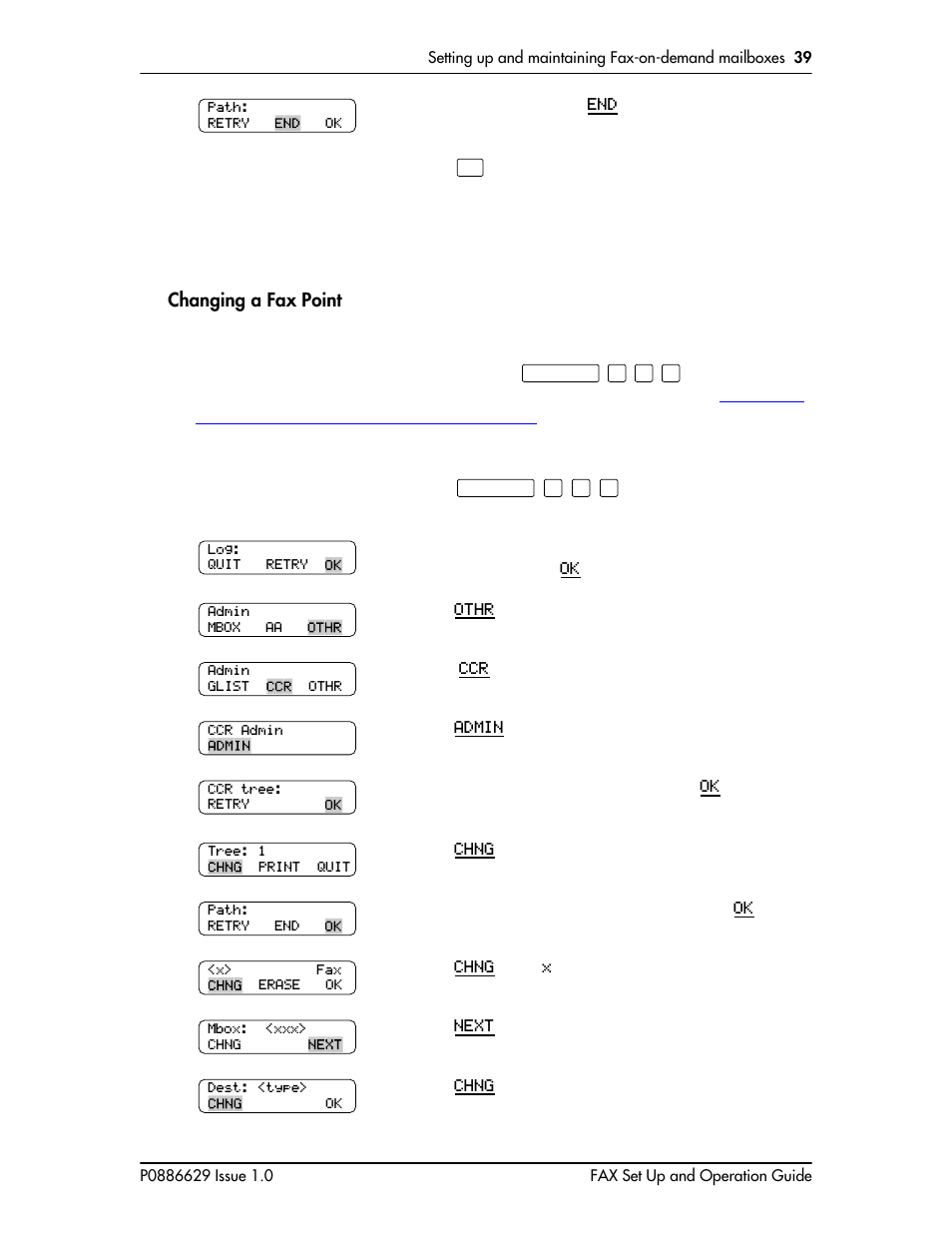 Changing a fax point, Changing a fax point 39 | Nortel Networks NORSTAR VOICE MAIL 4.0 FAX P0886629 User Manual | Page 41 / 81