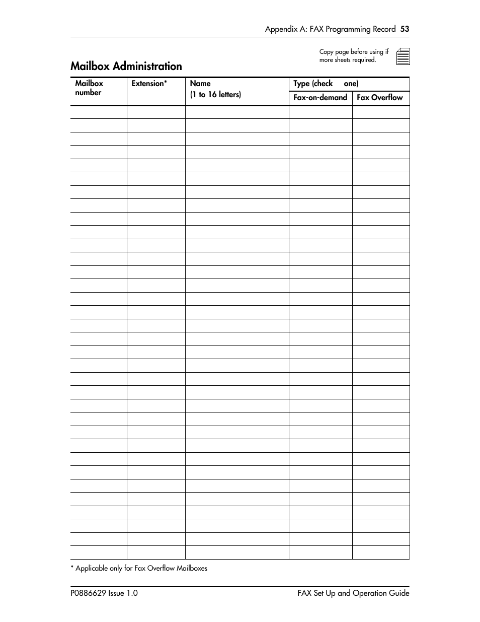 Mailbox administration, Mailbox administration 53 | Nortel Networks NORSTAR VOICE MAIL 4.0 FAX P0886629 User Manual | Page 54 / 81