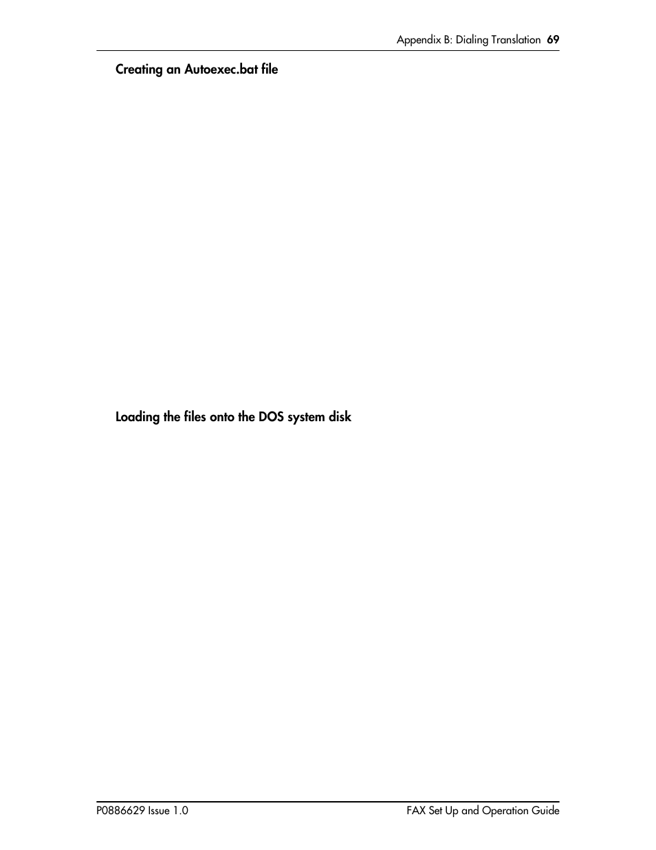 Creating an autoexec.bat file, Loading the files onto the dos system disk | Nortel Networks NORSTAR VOICE MAIL 4.0 FAX P0886629 User Manual | Page 69 / 81