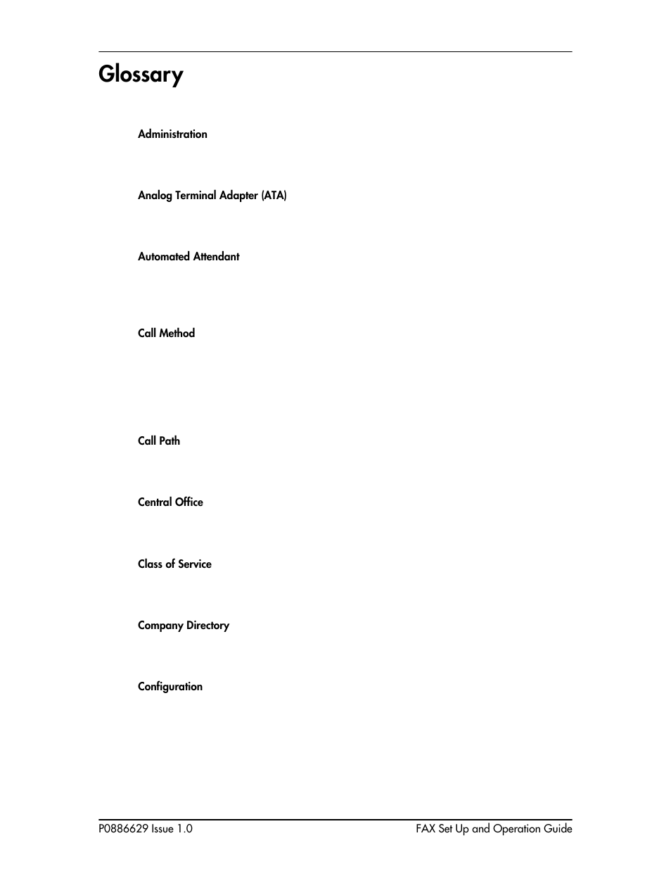 Glossary 75, Glossary | Nortel Networks NORSTAR VOICE MAIL 4.0 FAX P0886629 User Manual | Page 73 / 81