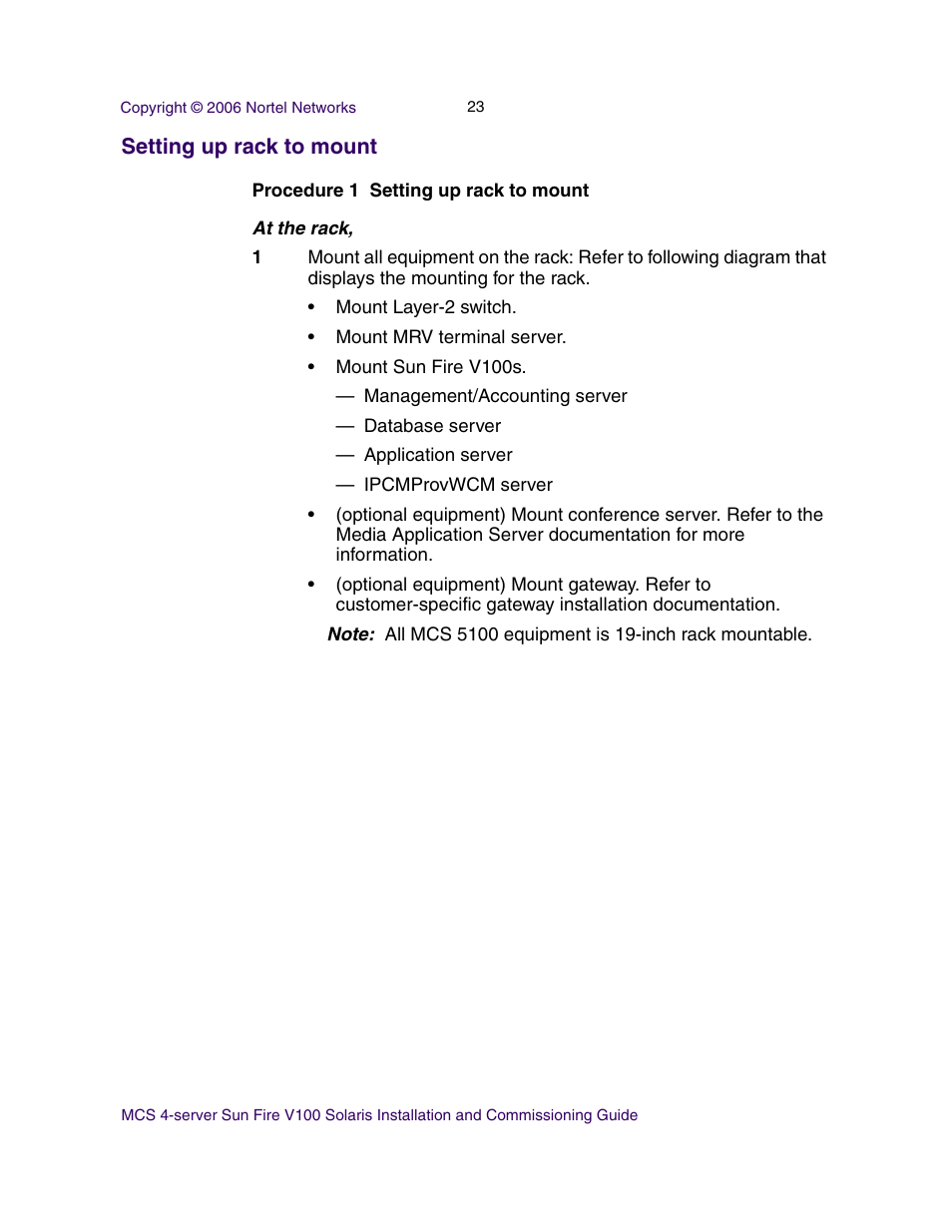 Setting up rack to mount | Nortel Networks Sun Fire V100 User Manual | Page 23 / 192