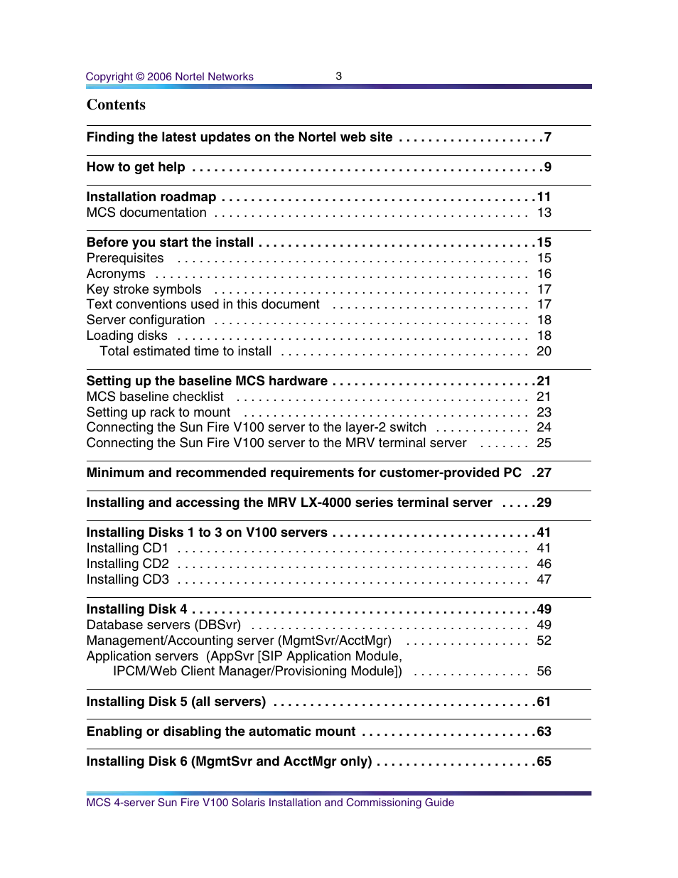 Nortel Networks Sun Fire V100 User Manual | Page 3 / 192