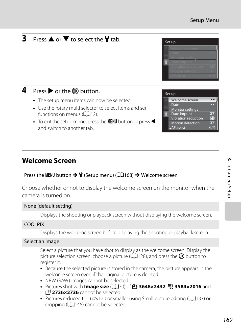 Welcome screen, A169), A169 | Nortel Networks COOLPIX P7000 User Manual | Page 183 / 240