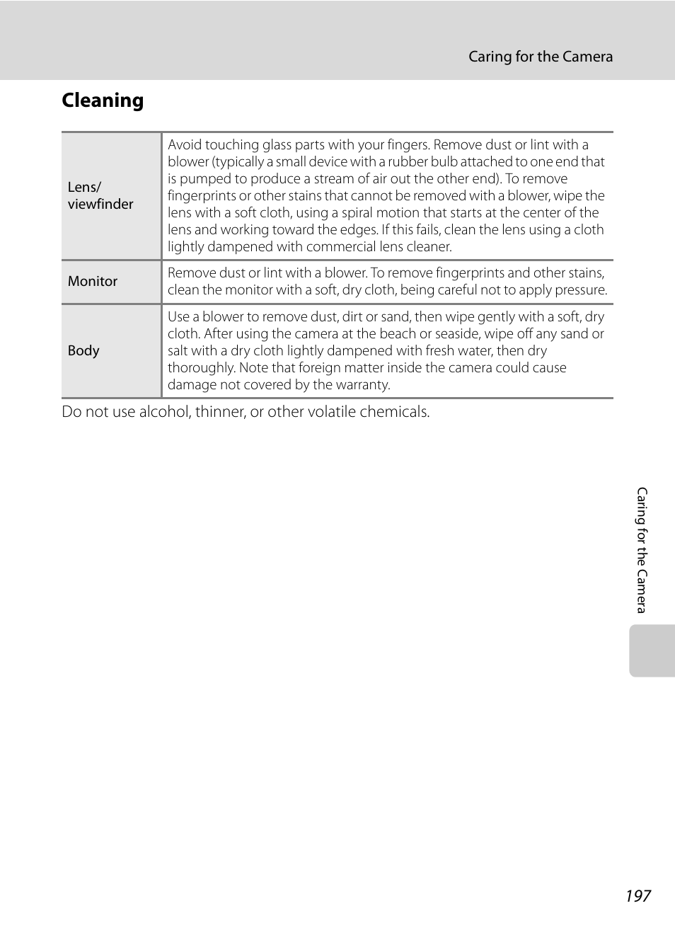 Cleaning | Nortel Networks COOLPIX P7000 User Manual | Page 211 / 240