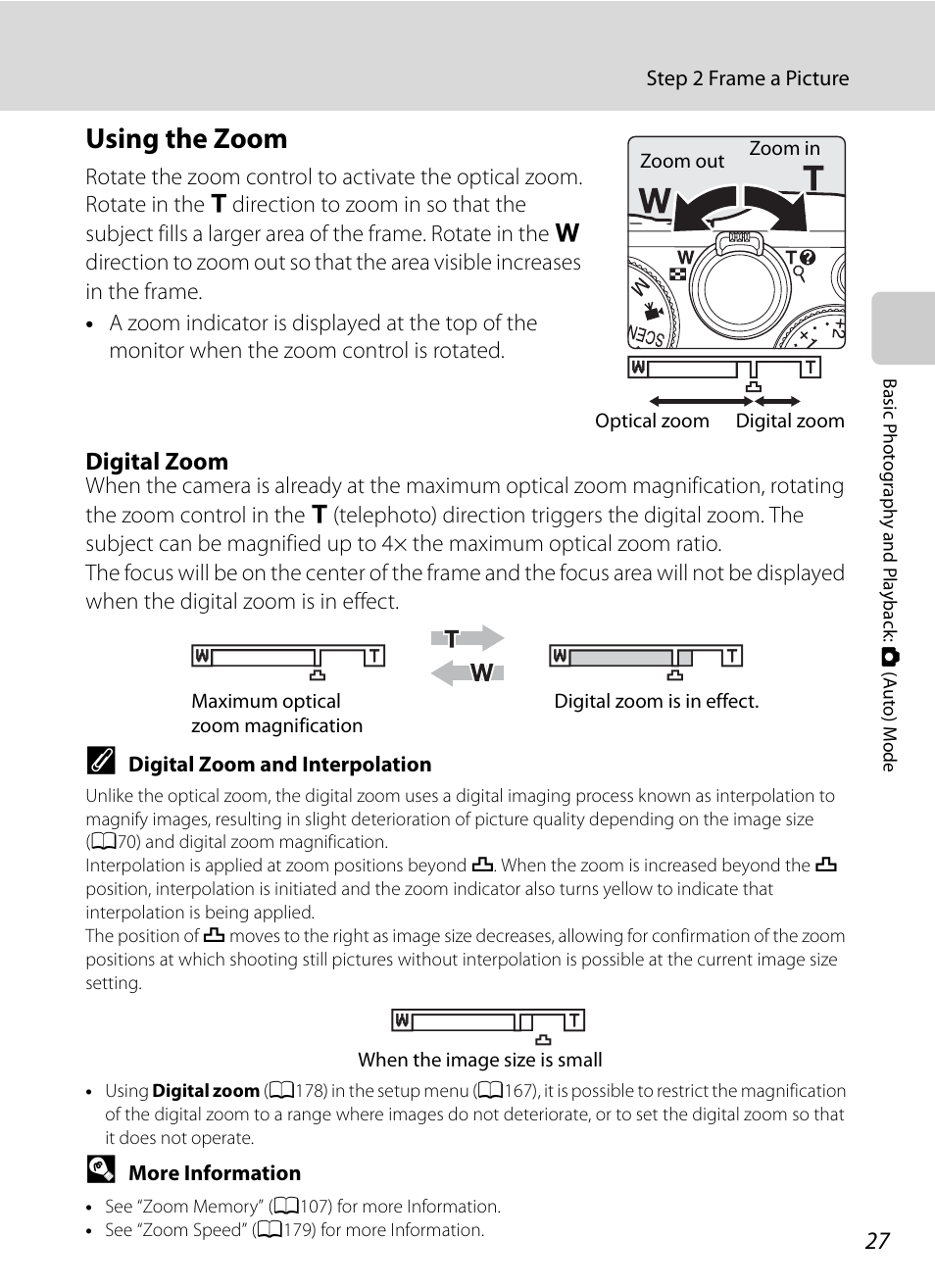 Using the zoom, A27), Digital zoom | Nortel Networks COOLPIX P7000 User Manual | Page 41 / 240