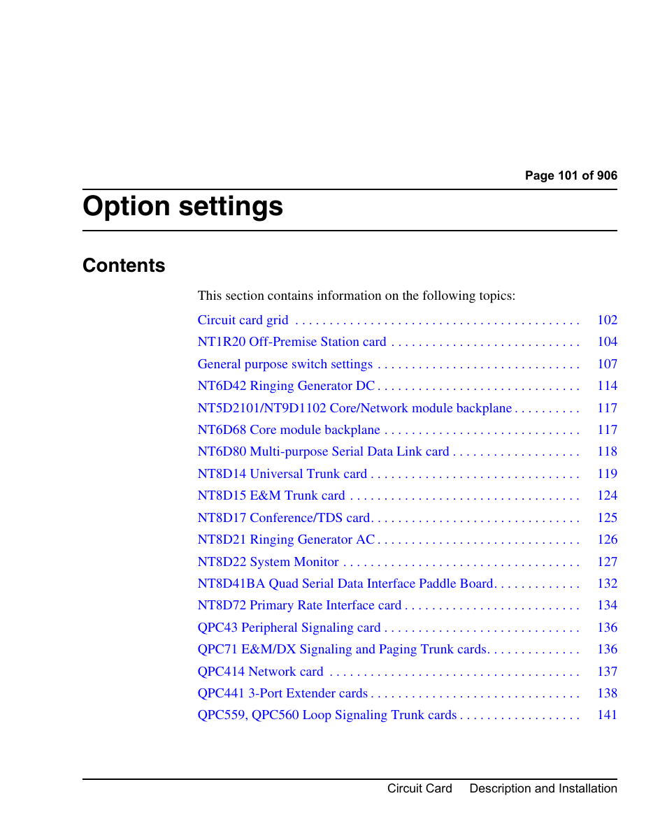 Nortel Networks Circuit Card User Manual | Page 101 / 908