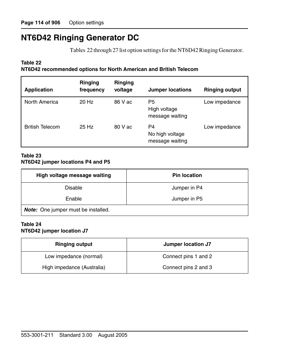 Nt6d42 ringing generator dc | Nortel Networks Circuit Card User Manual | Page 114 / 908