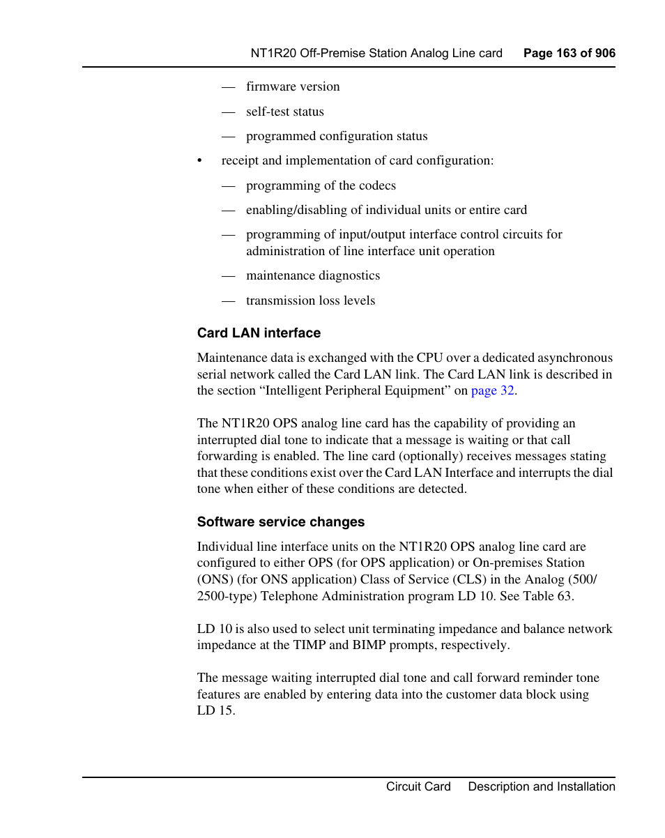 Nortel Networks Circuit Card User Manual | Page 163 / 908